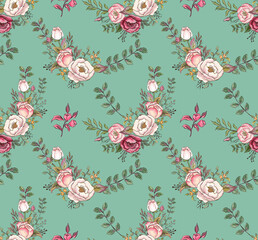 Beautiful seamless floral design with nice background color for fabric print.
