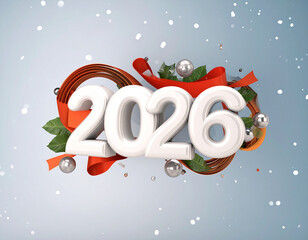 New Year 2026 Celebration 3d Design Image with Festive Decorations, Christmas Day 2026