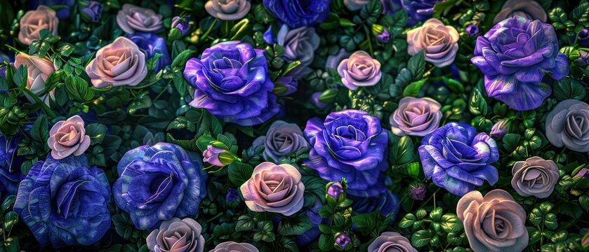 Garden blue rose spring Background Flowers landscape. - Powered by Adobe