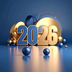 New Year 2026 Celebration 3d Design Image with Festive Decorations, Christmas Day 2026