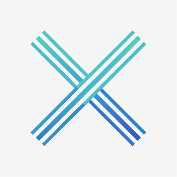 Abstract logo design featuring a stylized letter X composed of parallel lines with a gradient color scheme.