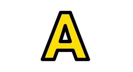 Bold yellow letter A with black outline, perfect for educational or branding projects