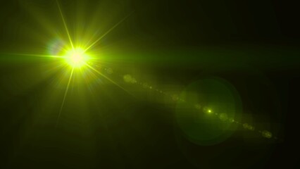 Bright Green Lens Flare Light Effect Glowing Star Burst Shine Rays Background Abstract Design Image Photo
