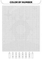 Color by number. Black and white. Round monster. Pixel coloring book. Numbered squares. Game for kids. Pixel art. Isolated vector illustration eps 10