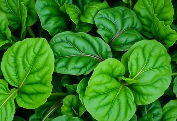 Vibrant green spinach leaves, natural texture background, farm, leaves