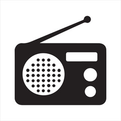 Radio icon silhouette vector with white background