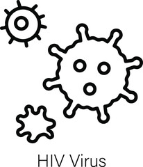 HIV Virus Icon Inside Cell Vector, AIDS Awareness Symbol in Outline Style, Medical Health Illustration for World AIDS Day, Disease Prevention Graphic, Healthcare and Pandemic Education Design