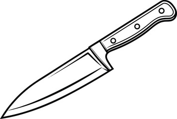 Professional Chefs Knife Illustration. Kitchen Chefs Knife Artwork. Modern Cooking Knife Design. Sharp Stainless Knife Drawing. Classic Chefs Knife Illustration. Isolated Sharp Chefs Knife Artwork