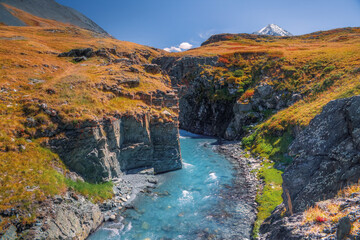 Mountain river with beautiful turquoise water.