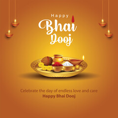 Fototapeta na wymiar beautiful Bhai dooj festival greeting card India. editable abstract vector illustration design