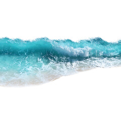 Transparent ocean wave overlay with white foam on white background, high-resolution fresh summer coastal design PNG
