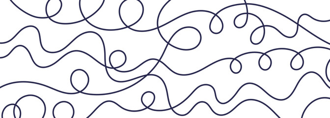 Long wavy thread backdrop Thin art line Mind chaos