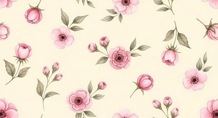 Watercolor floral pattern of hand-painted wildflowers and sprawling leaves tied with a sheer ribbon on a bright white silk background, created for wallpaper and fabric, illuminated with diffused	