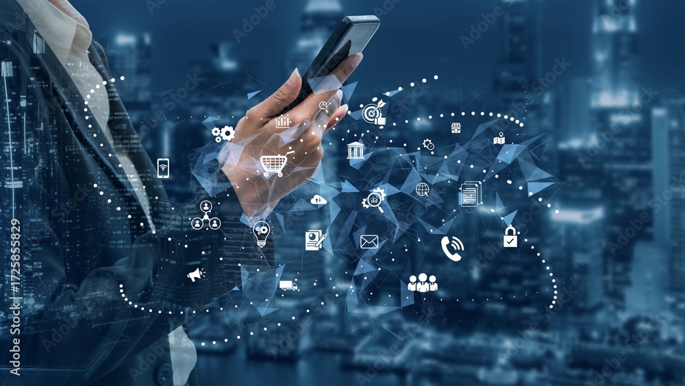 Poster digital business ecosystem integrating multiple business, ecosystem, and technology elements in a se
