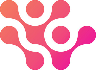 A pink metaball is an abstract geometric shape. Linked shapes of liquid molecules. A vector morphing design element for banners, collages, labels, and prints. Isolated vector illustration.