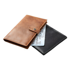 Elegant leather travel wallet and passport holder showcasing organized travel documents for a sophisticated journey