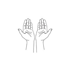 Open Hands Offering Minimalist Line Drawing