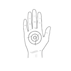 Spiral Hand Minimalist Line Drawing