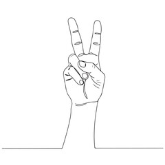 Minimalist Peace Hand Gesture Line Drawing
