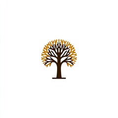 Stylized tree graphic, brown trunk, golden leaves