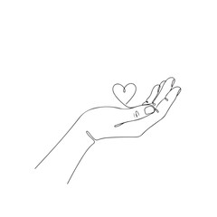Hand Holding Heart Minimal Line Art