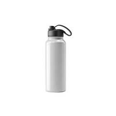 Sleek, modern white water bottle with black lid and loop handle for active lifestyles and everyday hydration needs