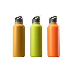 Vibrant modern reusable water bottles in orange, yellow, and green perfect for active lifestyles and eco conscious consumers