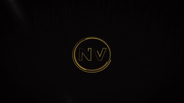 Elegant Gold Initials Logo Design NV Monogram