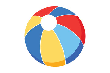 Colorful Beach Ball with Red Blue Yellow and White Panels Isolated on White summer vacation