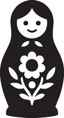 Russian nesting doll silhouette vector, traditional matryoshka illustration for cultural design projects