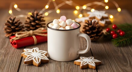 cup of coffee with christmas mashmellows
