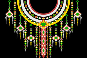 Geometric neck collar ethnic pattern.