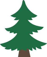 Simple Green Christmas Tree Flat Vector Illustration Design isolated.
Transparent background.