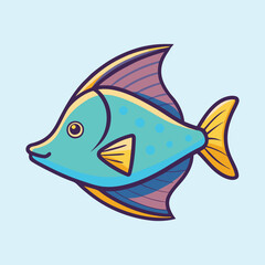 Whimsical Teal Fish with Golden Accents Floating in the Aquatic Sky