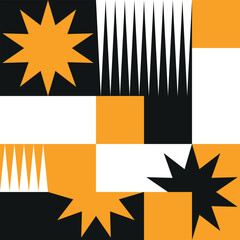 Banner with geometric shapes stars and squares for social media content, cover, creative design, art, poster