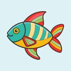 Whimsical Cartoon Fish with Vibrant Stripes and a Cheerful Expression