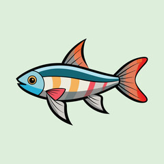Illustration of a colorful cartoon fish with distinctive stripes and fins