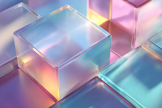 abstract blue glass cubes background