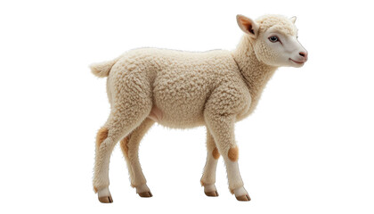 Obraz premium Young White Lamb Standing Profile sheep animal isolated on a transparent background