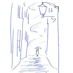 Rainy alleyway illustration