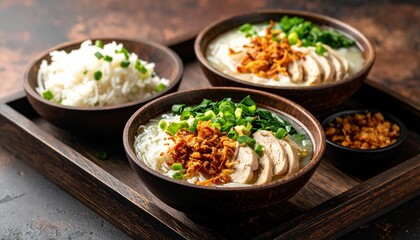 Lao Khao Piak Sen thick rice noodle soup with chicken