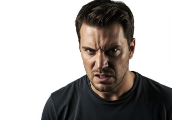 Portrait of a Furious Man with Intense Gaze Expressing Anger and Frustration