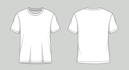 Naklejka premium Blank white t-shirt mockup front and back view for apparel design templates isolated on white background