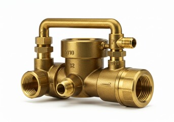 Detailed shot of a brass plumbing assembly and its intricate connection points