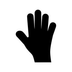 Simple Black Hand Silhouette with Five Fingers and Basic Palm Shape