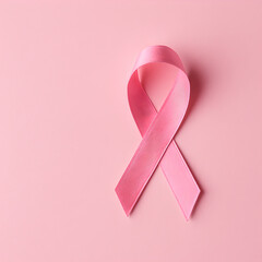 Pink Ribbon Symbol On Soft Pink Background For Breast Cancer Awareness Campaigns Infographics Fundraising Support