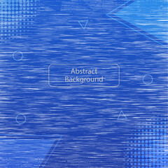 Abstract blue background with texture pattern. Modern shiny blue stripes. Geometric halftone pattern, triangle, circle design elements. Futuristic technology concept. Vector illustration