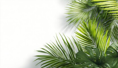Fototapeta premium Tropical foliage border on white background