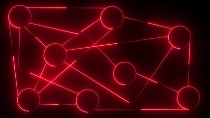 Animation of network of connections and circle  icons interacting over cityscape with clouds on black background. 4k video. Global networks, business, finances, computing and data proc......