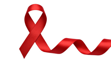 World aids day and national HIV- AIDS and aging awareness month with red ribbon on transparent background